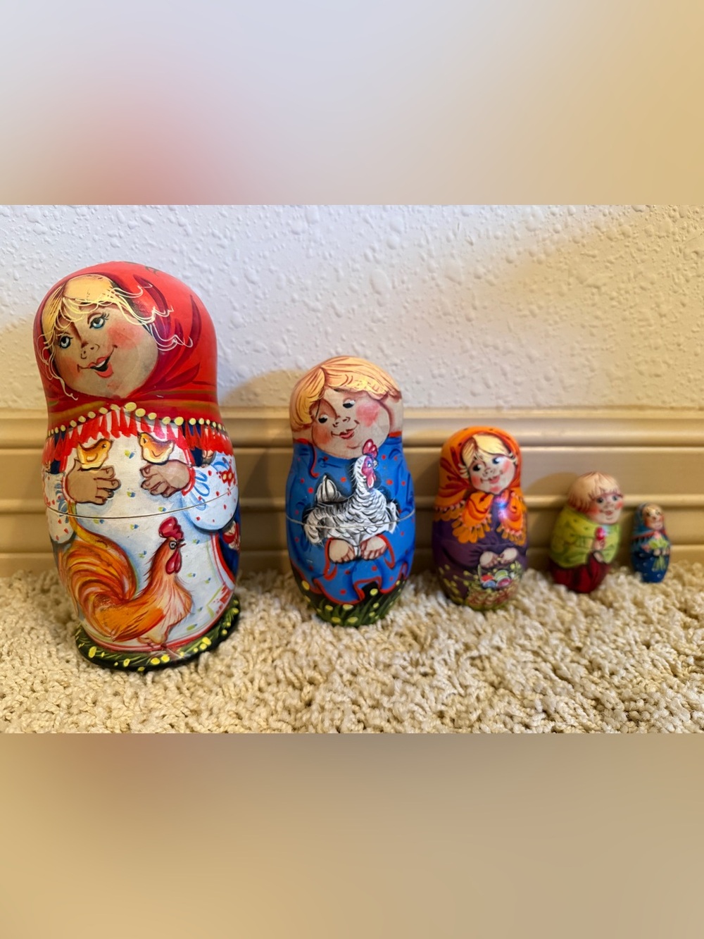 Hand-Painted Russian Blue Matryoshka Nesting Doll - Decorative Home Accent